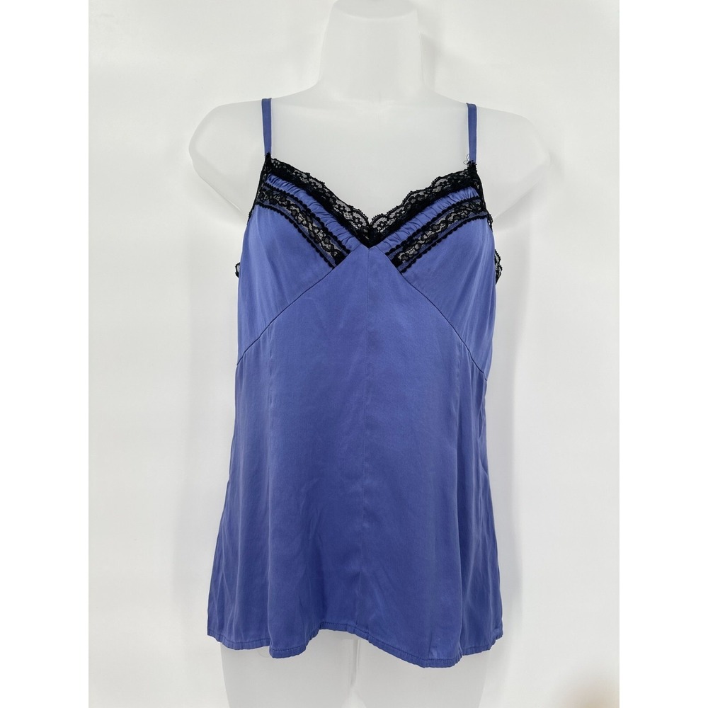 Coquette Cami XS Purple Satin Lace Trim Y2K Layering Spaghetti Straps